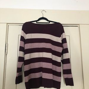 Market & Spruce wine and cream striped sweater.